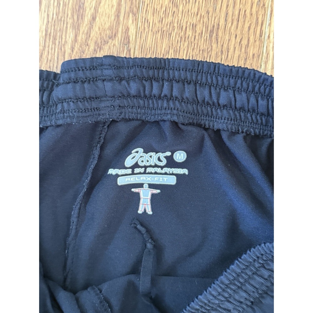 Asics Jogger With Leg Ankle Zip Pockets Black Men's Size M Cuffed Athleisure - Picture 3 of 7